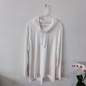 Cable & Gauge White Cowl Neck Top Womens Medium Soft Stretch Minimalist